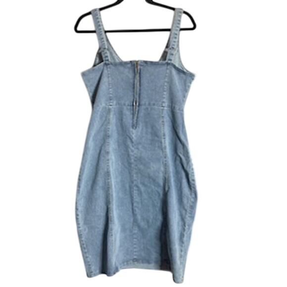 Denim Tank Dress Large Adjustable Straps Stretch - Picture 2 of 3